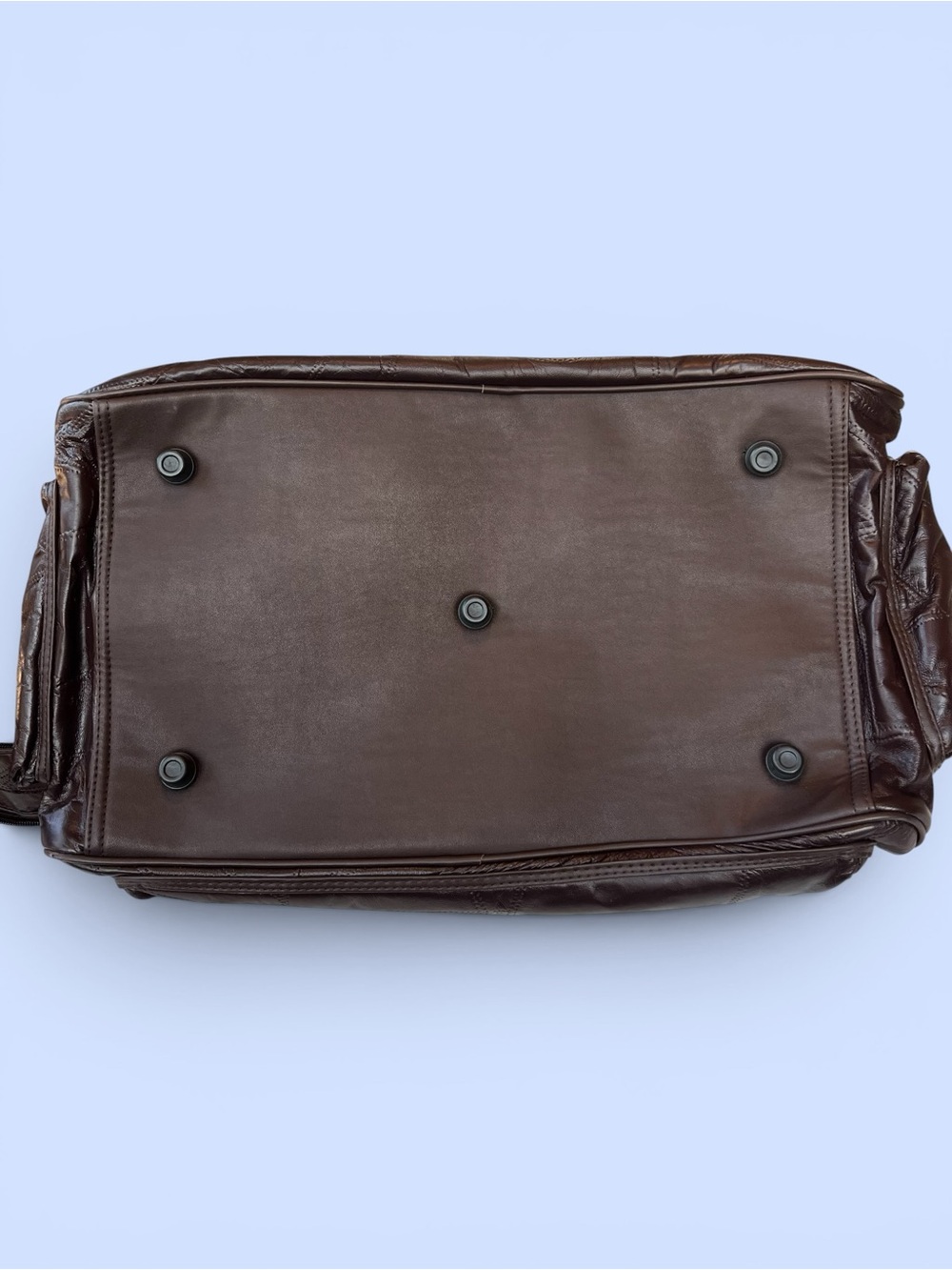 NWT Genuine Lambskin Leather Brown Weekender Duffel Travel Bag CarryOn Overnight - Picture 8 of 8